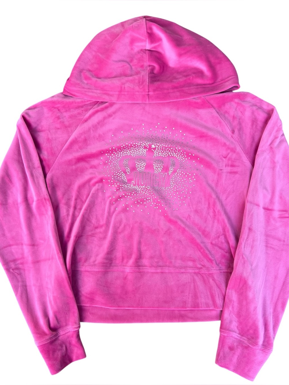 JUICY by Juicy Couture Hot Pink Velour Tracksuit Set Medium Rhinestone Crown